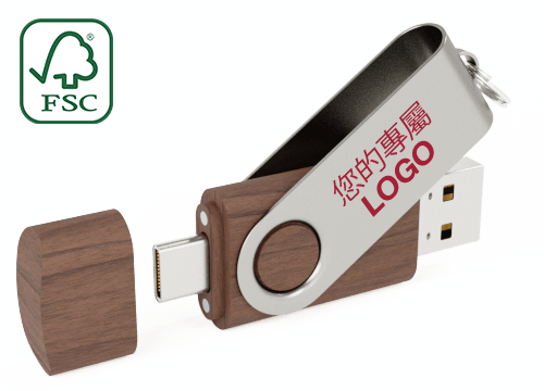 Twister Go Wood - 帶有USB-C連接器的定製USB Twister Go Wood - 帶有USB-C連接器的定製USB